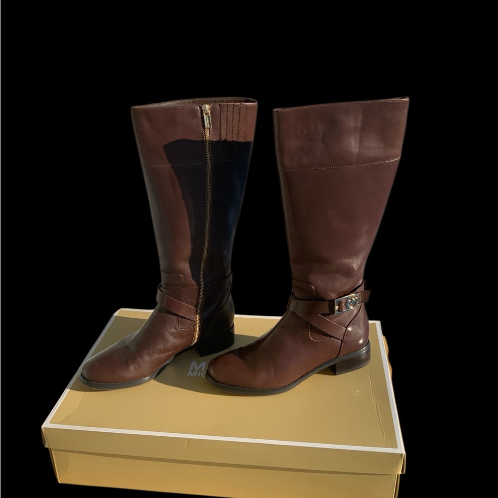 Michael Kors Mocha Tall Boots with Gold Accents